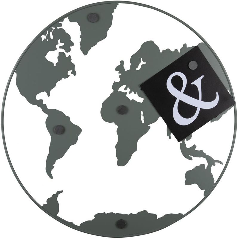 Present Time Memobord World Map - Groen - Ø50cm - Modern,Scandinavisch