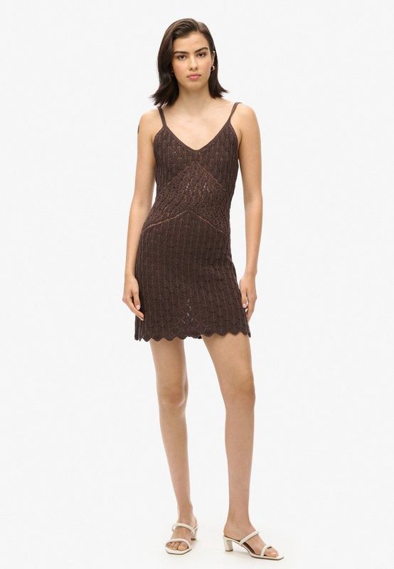Superdry - Gehaakte Cami Mini-jurk - Dames - Jurken