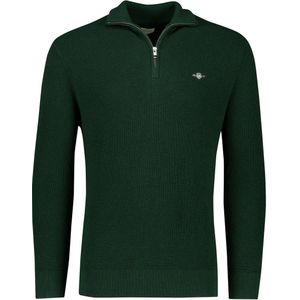 GANT - Trui - Petrol - Halve Rits - Schipperskraag - Effen