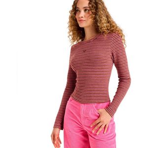 ROXY - SPELLBOUND STRI - T-shirt - Karamel/Rosa - Lange Mouw