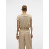 Vero Moda - Vmsarah Ava Ss Top - Goud - T-shirt - Korte Mouwen - Glitterdetail