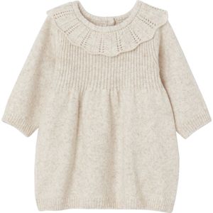Gebreid babyjurkje - Gemêleerd Beige - Met Kraagje