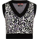 myMo - ROCKS - Trui - Beige / Zwart / Wit - Mouwloos - Dierenprint