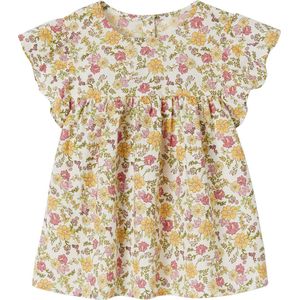 Meisjesblouse - Gebloemd - Korte Mouwen - Oranje - Katoenen Voile