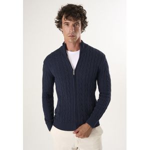 Felix Hardy Kabelgebreid Vest - Cardigan - 100% Katoen Heren Navy - 2Xl