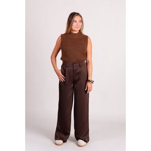 mbyM - Guri Long-M - Broek - Chocoladebruin - Satijnen Wijde Broek