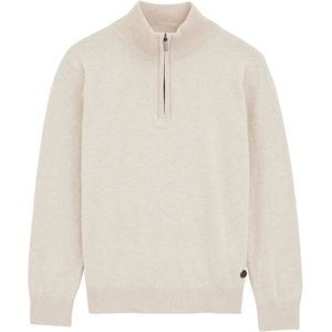 WE Fashion - Fijn Gebreide Trui - Ecru - Lange Mouw - Katoen