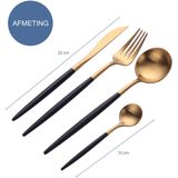 Krumble - Bestekset - Goud en Zwart - 24 Delig - Voor 6 Personen - RVS