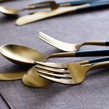 Krumble - Bestekset - Goud en Zwart - 24 Delig - Voor 6 Personen - RVS