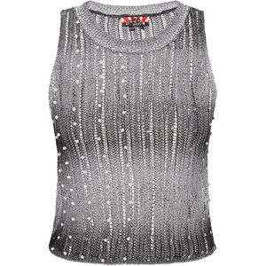 myMo - ROCKS - Gebreide Top - Zilvergrijs / Zwart