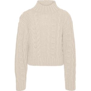 VMISLA - LS Highneck Pullover - Beige - Gebreide Trui