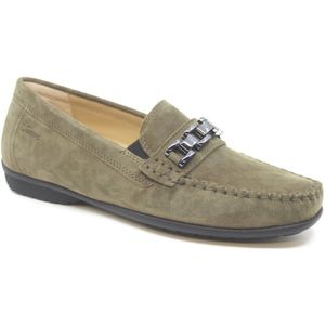 SIOUX - Instappers - Kaki - Leer - Gevoerde Zoom/Rand - Slip