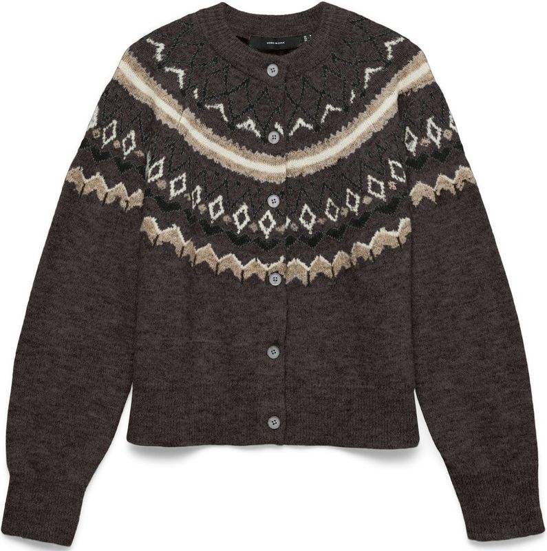 Vero Moda - Vmtammy Ls O-neck Nordic Cardigan - Chocolate Torte - Vest