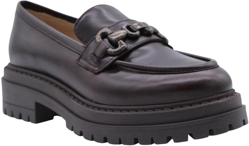 Nerogiardini - Leren Mocassins - Bruin - Metalen Klem - Blokhak