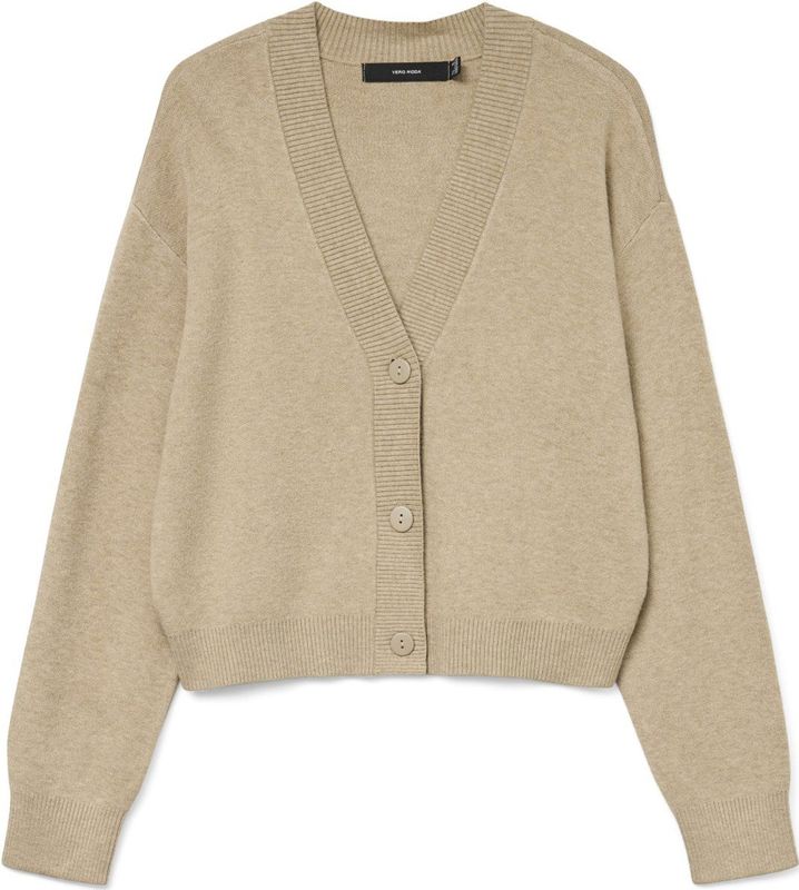 Vero Moda - Vmgold Art Ls V-neck Cardigan - Silver Mink - Dames