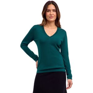 FALKE - Basic New Merino - V-hals Trui - Groen - Dames