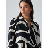 Opus - A-lijn Jurk - Zwart - Midi - Ecru Print