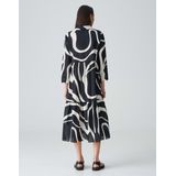Opus - A-lijn Jurk - Zwart - Midi - Ecru Print