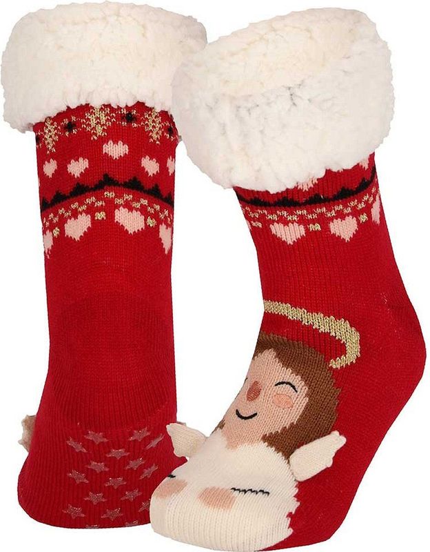 Apollo - Kerst Huissokken - Paars - Dames - 3D