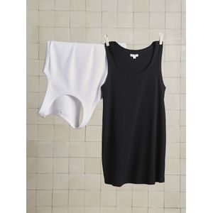 Set van 2 geribde zwangerschapshemdjes in biokatoen zwart