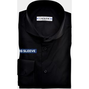 Ledub slim fit overhemd, mouwlengte 72 cm, popeline, zwart