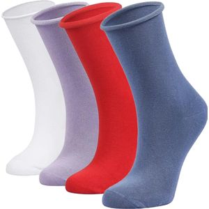 Bamboe Sokken - Roll-Top - Lichte Kleuren - 4 Paar - Super Zacht