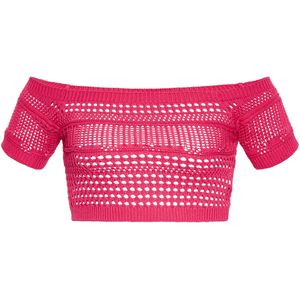 MYMO - Gebreide Top - Pink - Slanke Pasvorm - Kwartmouw