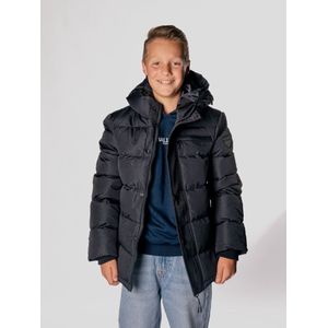 Ballin - 4009 - Winterjas - Donkerblauw - Met Capuchon en Knoop-Ritssluiting