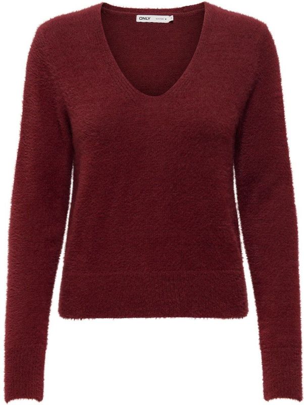 Only - Onlella Piumo - Gebreide Trui - Cabernet - V-hals - Lange Mouwen