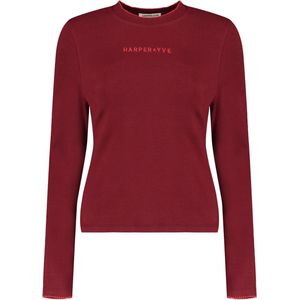 Harper & Yve - T-shirt Cammy Ls - Donkerrood - Dames
