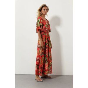 Tramontana - A-lijn Jurk - Oranje/Groen - Korte Mouwen - V-hals