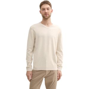 TOM TAILOR - 1039811 - Sweatshirt - Zand en Wit Gemengd