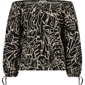 Tramontana - Blouse Palm Leaves - Zwart - Blouses
