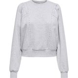 Only Onlleah l/s o-neck stud cs swt light grey melange/