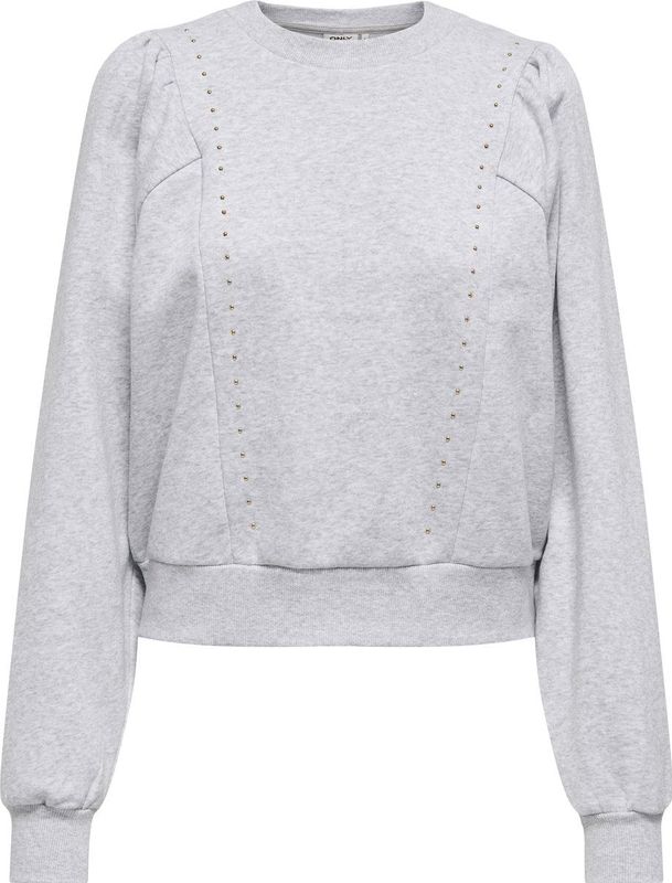 Only Onlleah l/s o-neck stud cs swt light grey melange/