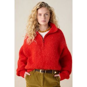 Sissy-Boy - Rode Trui - Met Rits - Lange Mouwen - Relaxed Fit