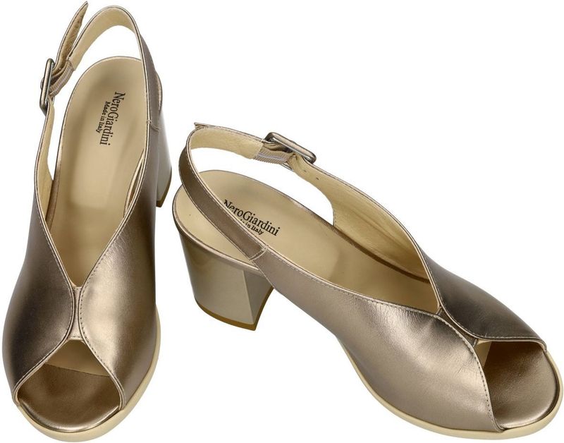 Nero Giardini - Sandalen - Brons - Kalfsleder - Hoge Blokhak