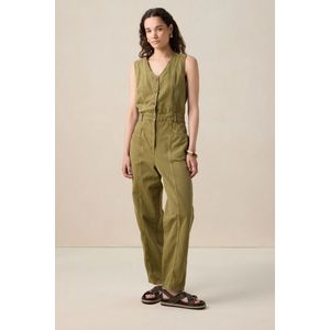 Sissy-Boy - Jumpsuit - Groen - Mouwloos - V-hals - Wide Leg Pasvorm