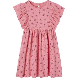 Tricot Jurk - Ecru - Meisjesjurk met Bloemenprint en Reliëf