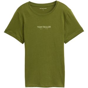 TOM TAILOR - Shirt - Lichtbeige / Olijfgroen - T-shirt