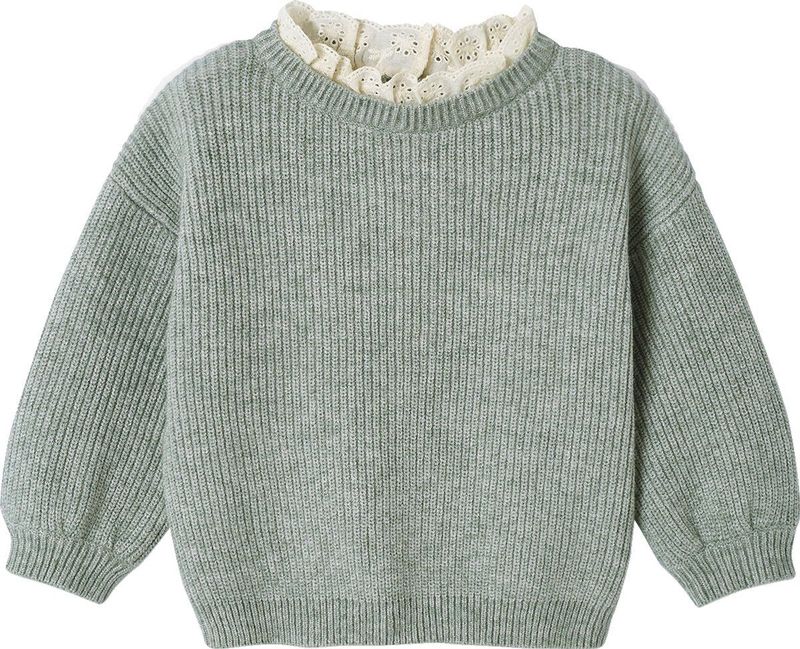 Vertbaudet - Geparelde Ribtrui - Babytrui - Kraag met Engels Borduurwerk