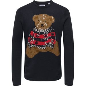 Only & Sons - Onsxmas Reg 5 - Gebreide Trui - Dark Navy/Poppy Red