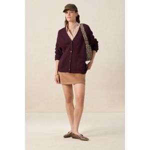 Sissy-Boy - Donkerrood Vest - V-hals - Lange Mouwen - Knoopsluiting