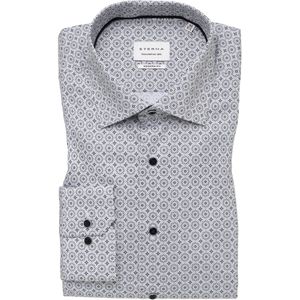 ETERNA - Zakelijk Overhemd - Zilvergrijs/Zwart - Lange Mouw - Regular Fit