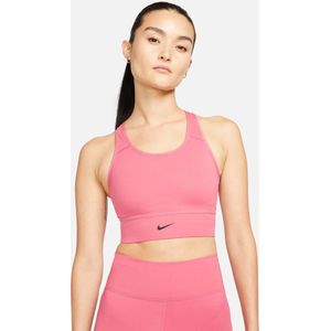 Nike - Dri-FIT Swoosh Sportbeha - Roze - Wit - 82% Polyester - 18% Elastaan