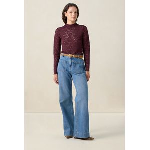 Sissy-Boy - Donkerrode Kanten Top - Lange Mouwen - Turtle Neck