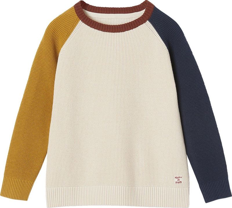 Vertbaudet - Jongenstrui - Colourblock - Geribbelde Ronde Hals - Lange Raglanmouwen