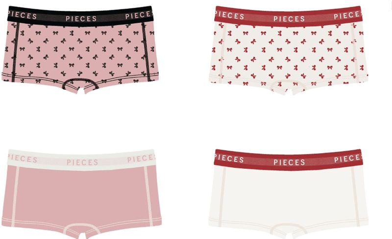 Pclogo - Hipsters - 4-pack - Met Herhaalde Print - Mid-Waist - Elastische Tailleband