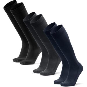 DANISH ENDURANCE Kniekousen van Bamboe, Dames & Heren, Superzacht & Ademend, 3 paar, Veelkleurig (1x Zwart, 1x Grijs, 1x Marineblauw), 35-38