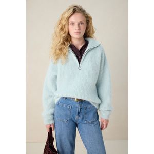 Sissy-Boy - Blauwe Trui - Met Rits - Lange Mouwen - Relaxed Fit